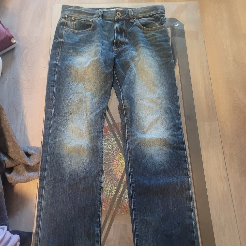 Express Men's Jeans Blue Stonewashed Slim Straight Size 32x31 Great Condition